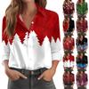 Women's Shirt Blouse Christmas Print Button Long Sleeve Casual Basic Shirt Collar Regular Top