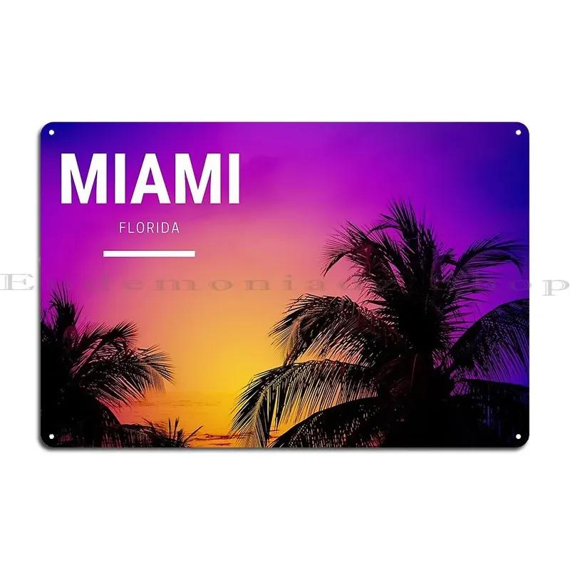 Miami Florida Metal Sign Bar Print Party Wall Plaque Wall Cave Tin Sign Poster