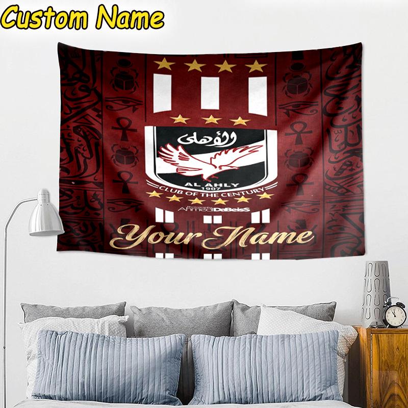 Custom Name Al-ahly football Design Tapestry Room Decoration Wall Hanging for Living Room Bedroom, dormitory, Birthday and Christmas gifts