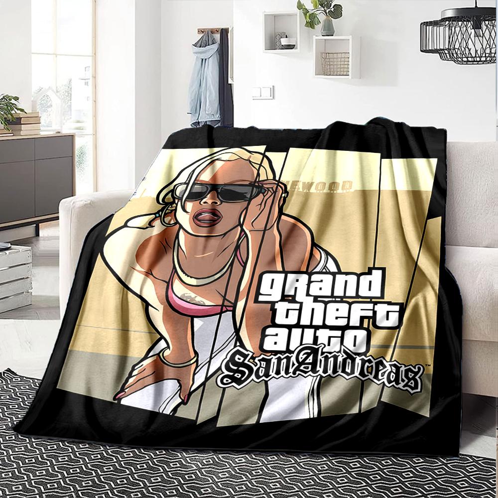 1pc Blanket - Game Grand Theft Auto Print Design,Lightweight Blanket for Sofa,Bed- Soft &Warm,Gift for All Seasons