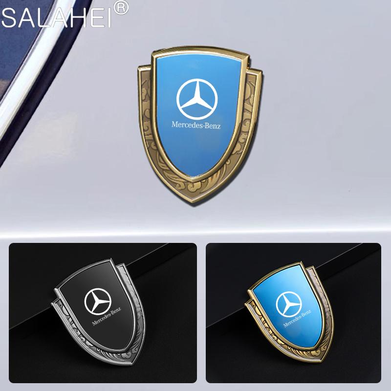 FCM5   3D Metal Shield Car Badge Sticker Body Side Decorative Modified Decal Luxury For Mercedes Benz C E S Class GLA GLC GLB GLE GLS