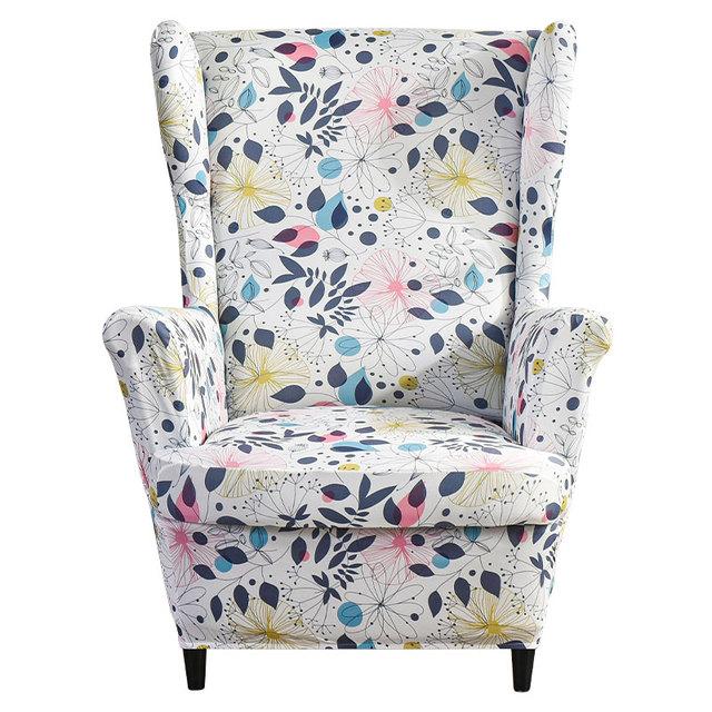 Чехол на спинку стула с наклонной подлокотником и принтом, эластичный чехол на кресло, крыло, спинка дивана, растягивающийся протектор, домашний декор