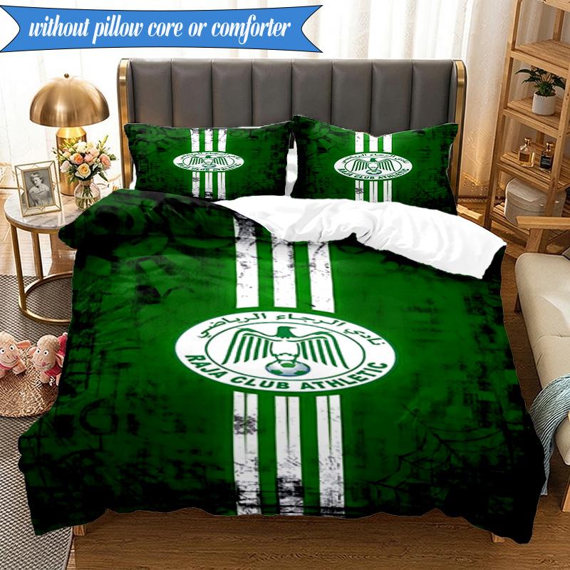 3PCS Raja Club Athletic Crest Bedding Set 2D Printing (Includes 1 Duvet Cover + 2 Pillowcases Coreless), Bedroom decor,Fan gift