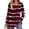Women's Casual Fashion Long Sleeve Shirt Striped Tunic Top