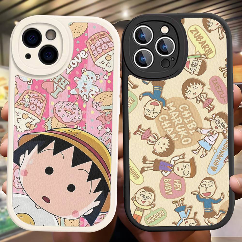 Чехол для телефона Catoon Chibi M-Maruko ChanS для IPhone 16 15 14 13 12 11 Pro Max Plus Ударопрочный кожаный чехол