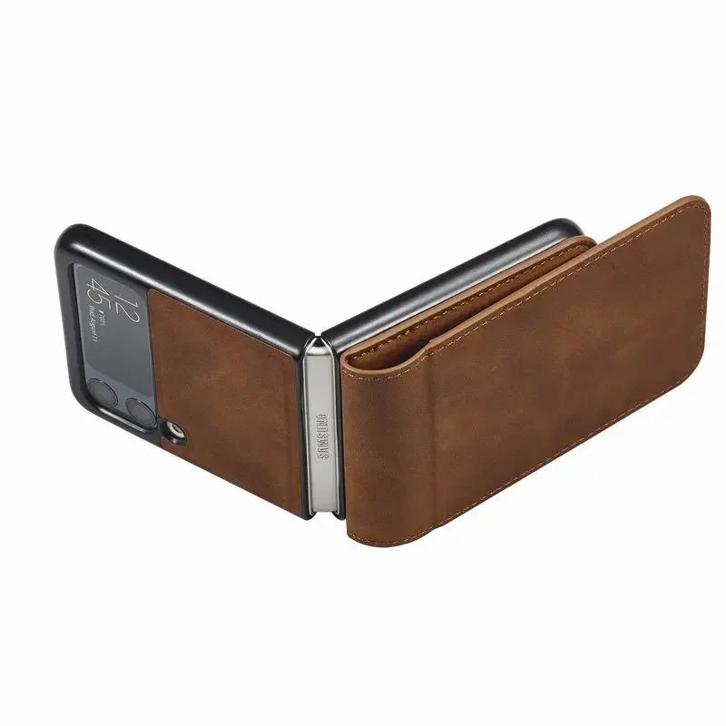 Роскошный кожаный чехол-кошелек для Samsung Galaxy Z Flip 6 5 4 3 Чехол Держатель с слотами для карт Деловая сумка для телефона Flip3 flip4 Карманный Funda