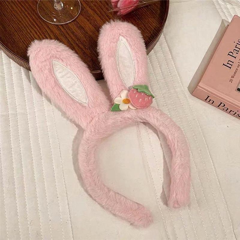 1Pc Rabbit Ear Headband Hat Strawberry Flower Bunny Ear Hair Band