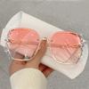 Stylish Design Rhinestone Sunglasses Women Oversized Rimless Sun Glasses