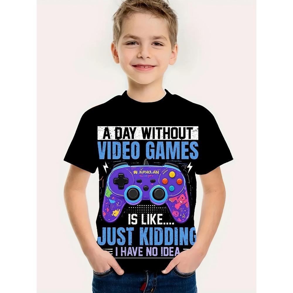 Children's Halloween Shark Pumpkin Printed Boys' T-shirt Short Sleeve Cartoon Pattern T-shirt Round Neck Children's Clothing