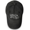 LESS monday MORE Coffee" Print Snapback Baseball Hat, Sports Hat Slouchy Distressed Solid Casual Adjustable Baseball Cap