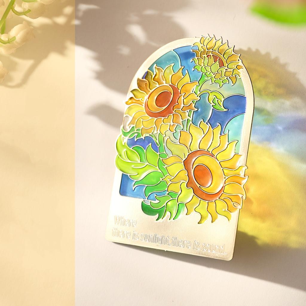 Stained Glass Flower Metal Bookmark, 2-in-1 Magnetic Fridge Magnet, Translucent Book Mark for Readers, Gift for Book Lovers