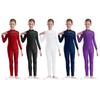 Girls Sparkly Rhinestone Mesh Gymnastics Jumpsuit Long Sleeve Sheer Patchwork Keyhole Back Figure Skating Dance Bodysuit