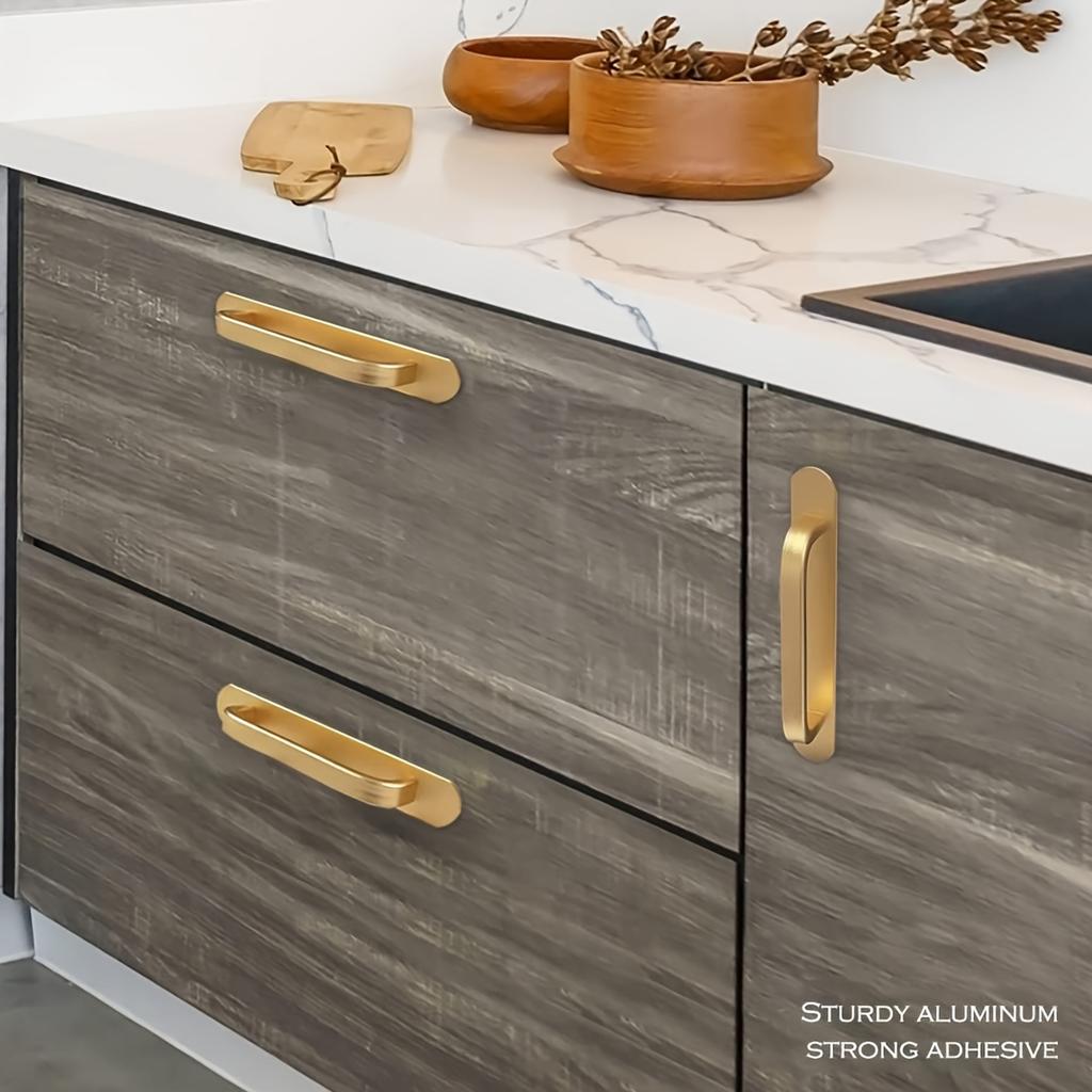 Самоклеящиеся ручки для шкафа - Нержавеющая сталь Без сверления Легкая установка Ручки для дверцы шкафа Окна