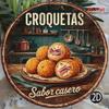 1 шт. Винтажная жестяная табличка Croquetas 8x8 дюймов Круглая металлическая табличка Испанская кухня Настенное искусство Декор для кухни и бара