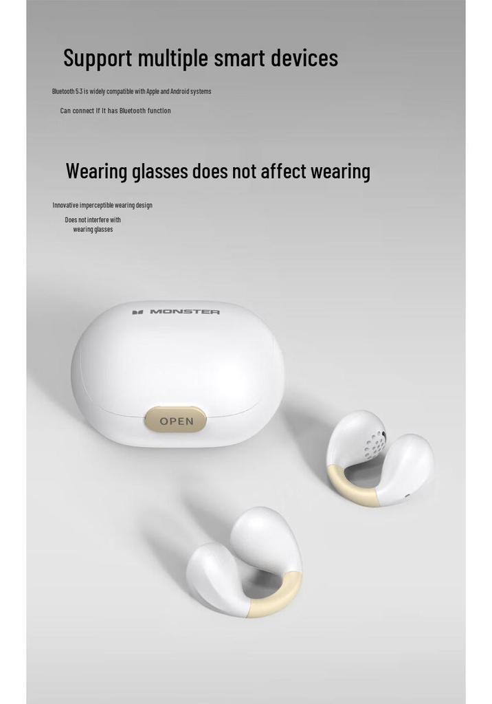 Mo Sheng 101 Беспроводные Bluetooth-наушники для игр с открытым ухом - Полностью беспроводные, Длительное время работы от аккумулятора, Полувнутриканальная конструкция