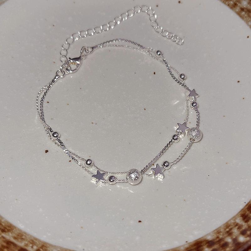 Everyday Double-Layered Star & Pearl Bracelet for Women - Sweet Niche Design