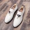 Mens White Fashion Wedding Leather Loafers Formal Dress Black Business Shoes Elegant Party Shoes Office Pea Shoes Patent Leather
