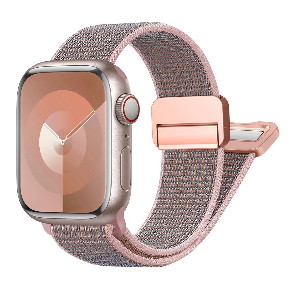 Nylon Loop Strap for Apple watch band 40mm 45mm 44mm 49mm 41mm 38mm 42mm Magnetic bracelet iWatch series 9 8 7 6 5 3 ultra 2 se