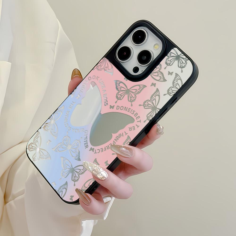 Mirror Phone Case for iPhone 15 11 13 14 for 15 16 Pro Max 12 13 16 Pro Cloud Flower and Animal Cute Style Phone Case