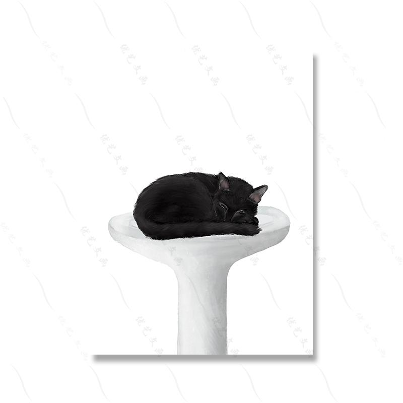 Набор из 6 черных кошек, подарок для любовника, ванная комната, ванна, настенный художественный декор, забавная щетка для домашних животных, зубы, холст, картина для туалета, дома, печать плакатов