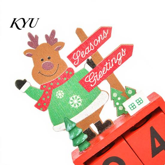 Creative Christmas Decoration Countdown Blocks, Days Until Wooden Desk Ornament, Cute Advent Calendar for Kids Santa Snowman Reindeer Mantel