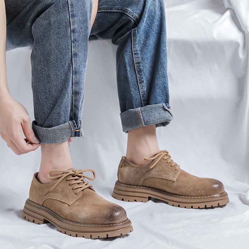 High Quality Men's Low Cut Leather Work Shoes Natural Leather Men‘s Boots Cow Suede Ankle Boots Work Style Autumn Shoes for Men