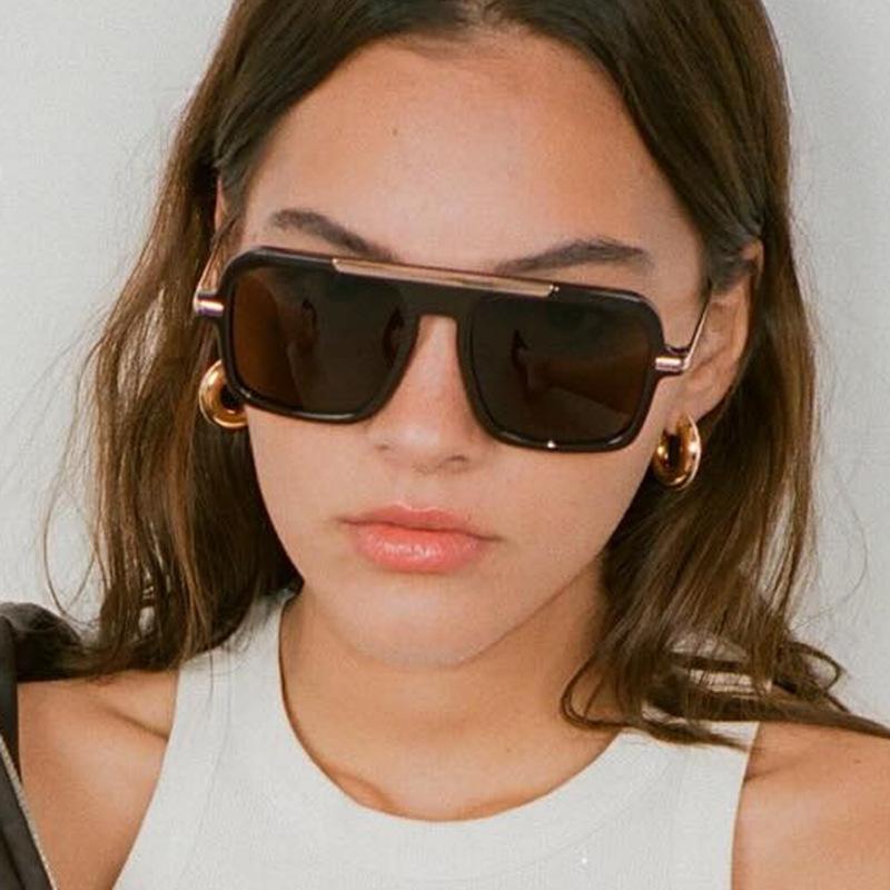 Новые ретро квадратные солнцезащитные очки с двойной переносицей UV400 Модные дизайнерские солнцезащитные очки для мужчин и женщин Градиентные солнцезащитные очки