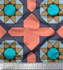 Orange Japan Crepe Satin Fabric Geometrical Star Geometric Printed Fabric 1 Metre 42 Inch