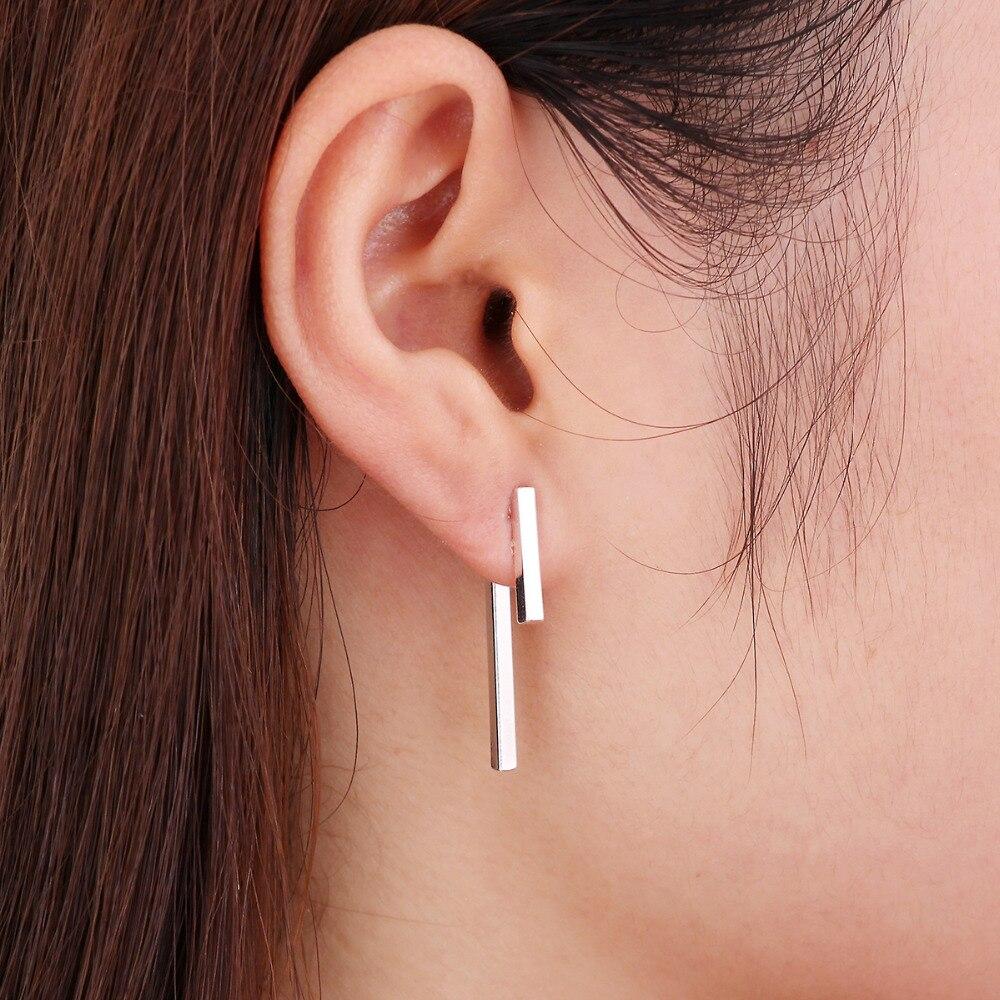 New Fashion Stainless Steel Simple T Bar Drop Earring for Women Geometric Ear Jacket Earrings Wedding Gifts