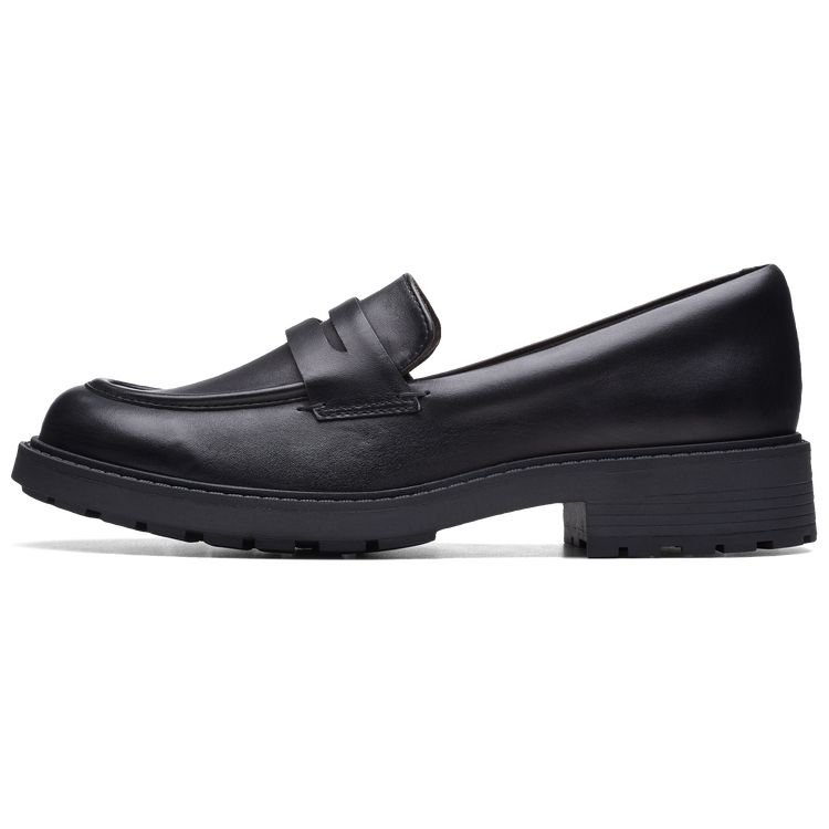 Clarks Серия Orin Толстая подошва Британские слипоны Удобные Повседневная обувь с круглым носком Женская обувь Черный 261747865