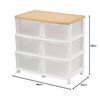 JEJ EMING Deep Storage Unit with 6 Drawers, Casters, Smoke Brown, Reinforced Flat Double-Layer Top (Set of 1) EW-EM-6(SBR)