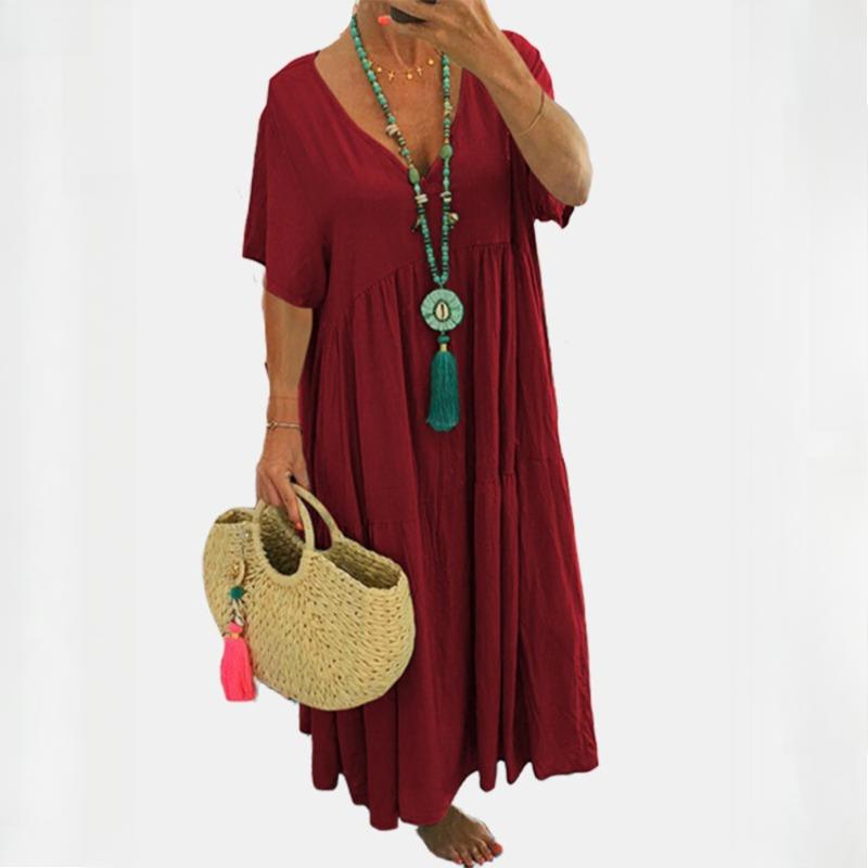 Весенне-летние платья с V-образным вырезом, нерегулярной длины, с большим подолом, EMA