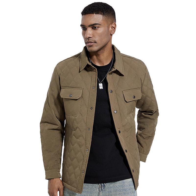 Мужская куртка на пуговицах, повседневные куртки с боковыми карманами, осенне-зимнее пальто, ветрозащитная теплая верхняя одежда для мужчин, утепленные рабочие куртки с отложным воротником