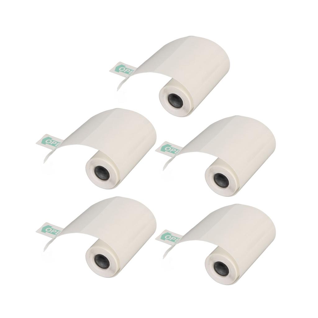 5 Rolls Adhesive Thermal Paper 2.2in Long 1in Wide Printing Transparent Thermal Sticker Paper for Photo Document Webpage
