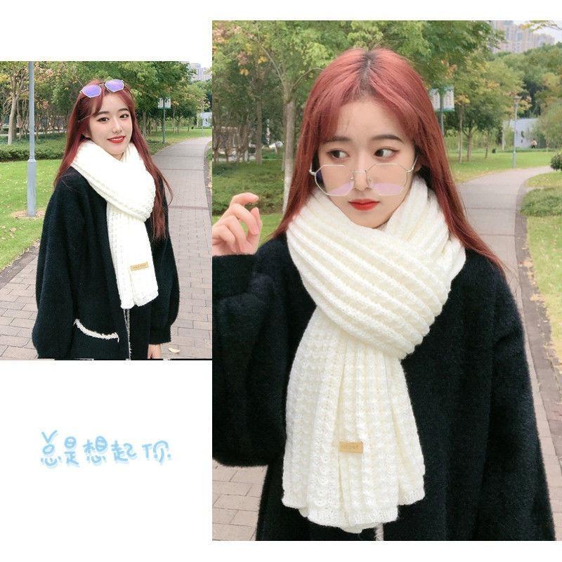 Autumn and Winter Thick Warm Women's Scarf Pure Color Knitted Casual Commuting Scarfs