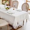 Battilo White Lace Tablecloth Square Rectangular Table Cover for Dining Table Antique Flower Table Cloth for Kitchen Wedding