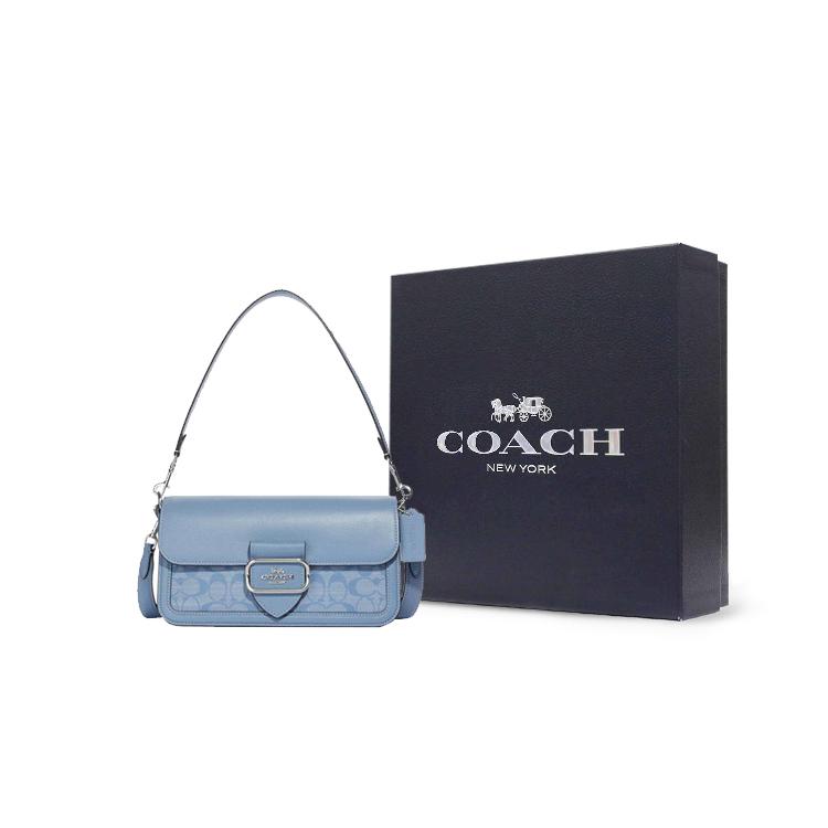 New COACH Morgan Cow Leather With Textile Shoulder Bag Handbags Shoulder Bags Women's Light Blue CH137-SVM6A