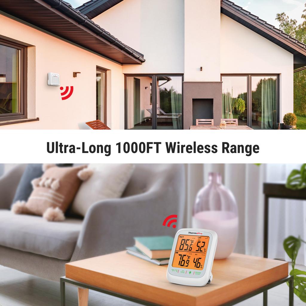ThermoPro TP260B 300M Remote Range беспроводной цифровой домашний монитор температуры и влажности с подсветкой внутри и снаружи помещений