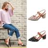 Sandals Women's Summer New Models with Bag Head Pointed One-word Buckle Strap Roman Shoes Light Mouth Thick Heel High Heels