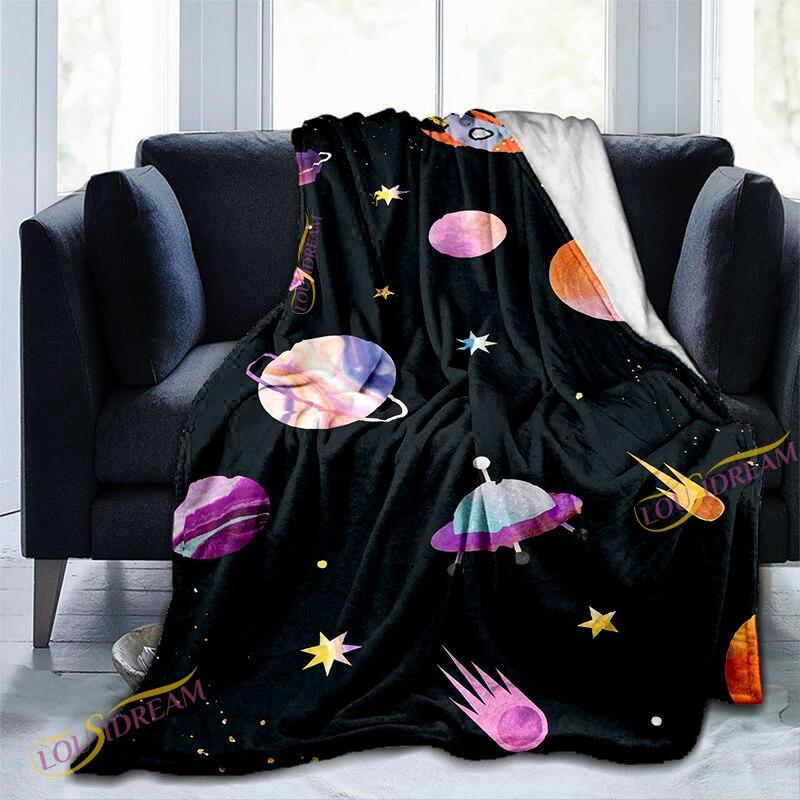 Одеяло с 3D принтом галактики, плюшевое одеяло, гобелен с планетами, фланелевое одеяло, постельные принадлежности, зимнее покрывало, одеяло