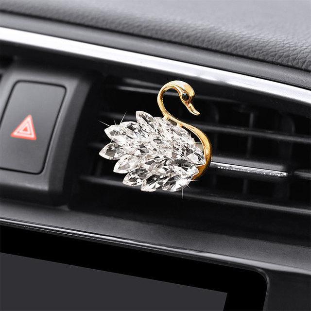 Роскошные автомобильные аксессуары Diamond Swan для девушек и пар, автомобильный освежитель воздуха Swan, диффузор духов, розовое бриллиантовое украшение для автомобиля, подарок