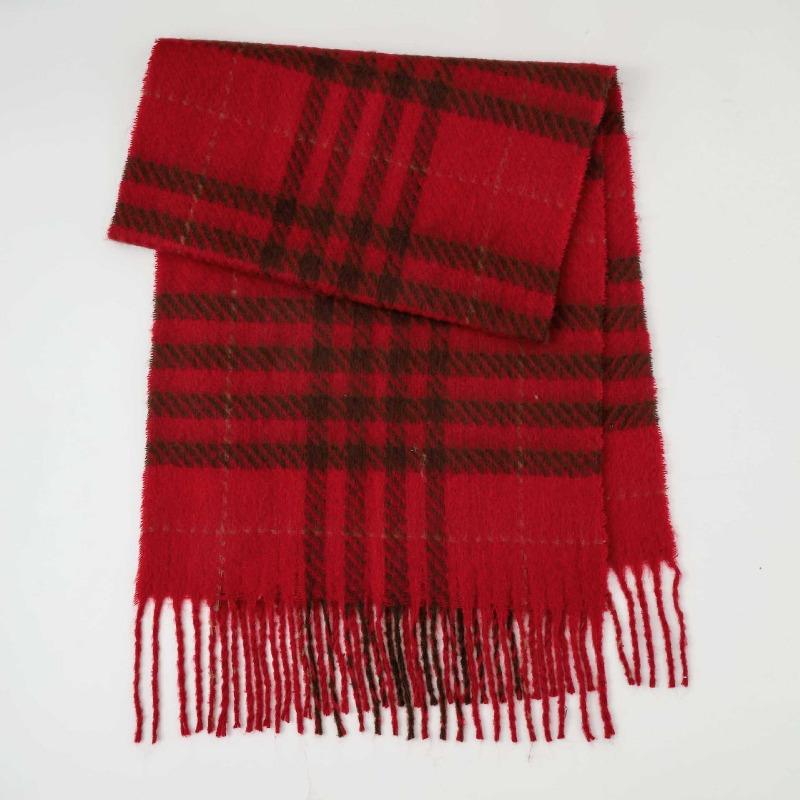 New Retro Plaid Mohair Scarf Women's Autumn and Winter Thickened Warm Temperament Versatile High-end Scarf