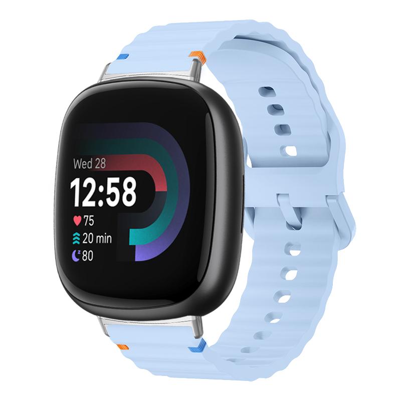 Дышащий ремешок, совместимый с Fitbit Versa 4, силиконовый, с волнами и швами, сменный браслет, подходит для Fitbit Versa 3