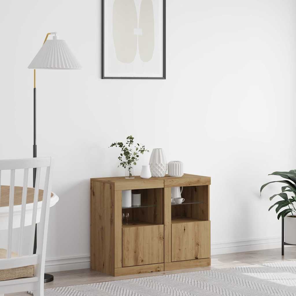 LED Sideboard 2 pcs Artisan Oak 41 x 37 x 67 cm engineered wood