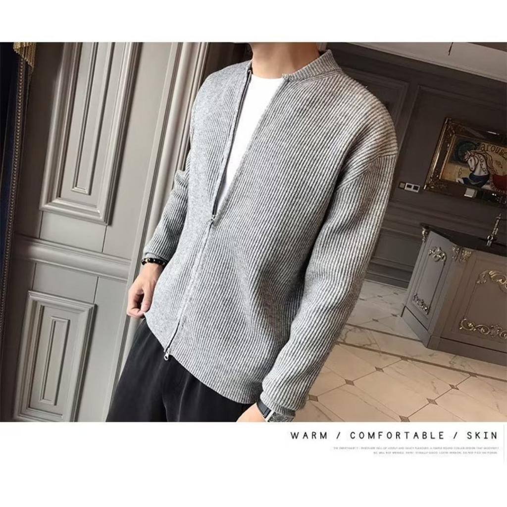 Large Size Sweater, Knitted Sweater Jacket, Men's Cardigan Jacket, Warm and Slim Fit Sweater