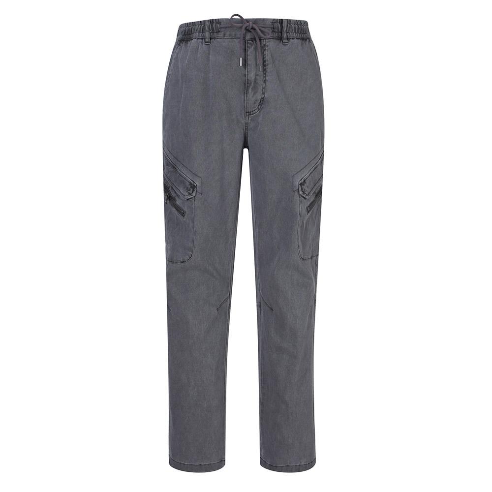 BUCKAROO Men'S Dobby Cotton Spandex Garment-Dyed Cargo Pants Charcoal Gray