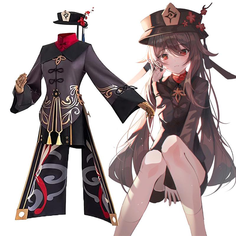  Hu Tao Cosplay Costume Anime Game HuTao Uniform Wig Chinese Style Cosplay Clothes Halloween Costumes for Women