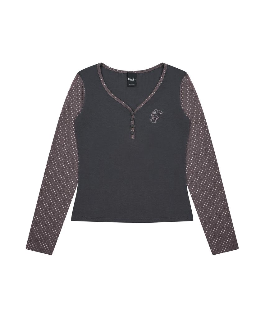 LUVISTRUE [My Melody] Long Sleeve Tee(Charcoal)