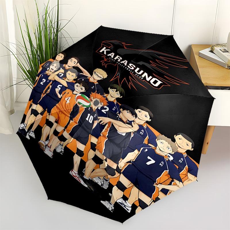 Haikyuu Themed Automatic Opening and Closing Umbrella, Compact Travel Umbrella, Lightweight and Portable, Suitable for Beach Commuting Busin