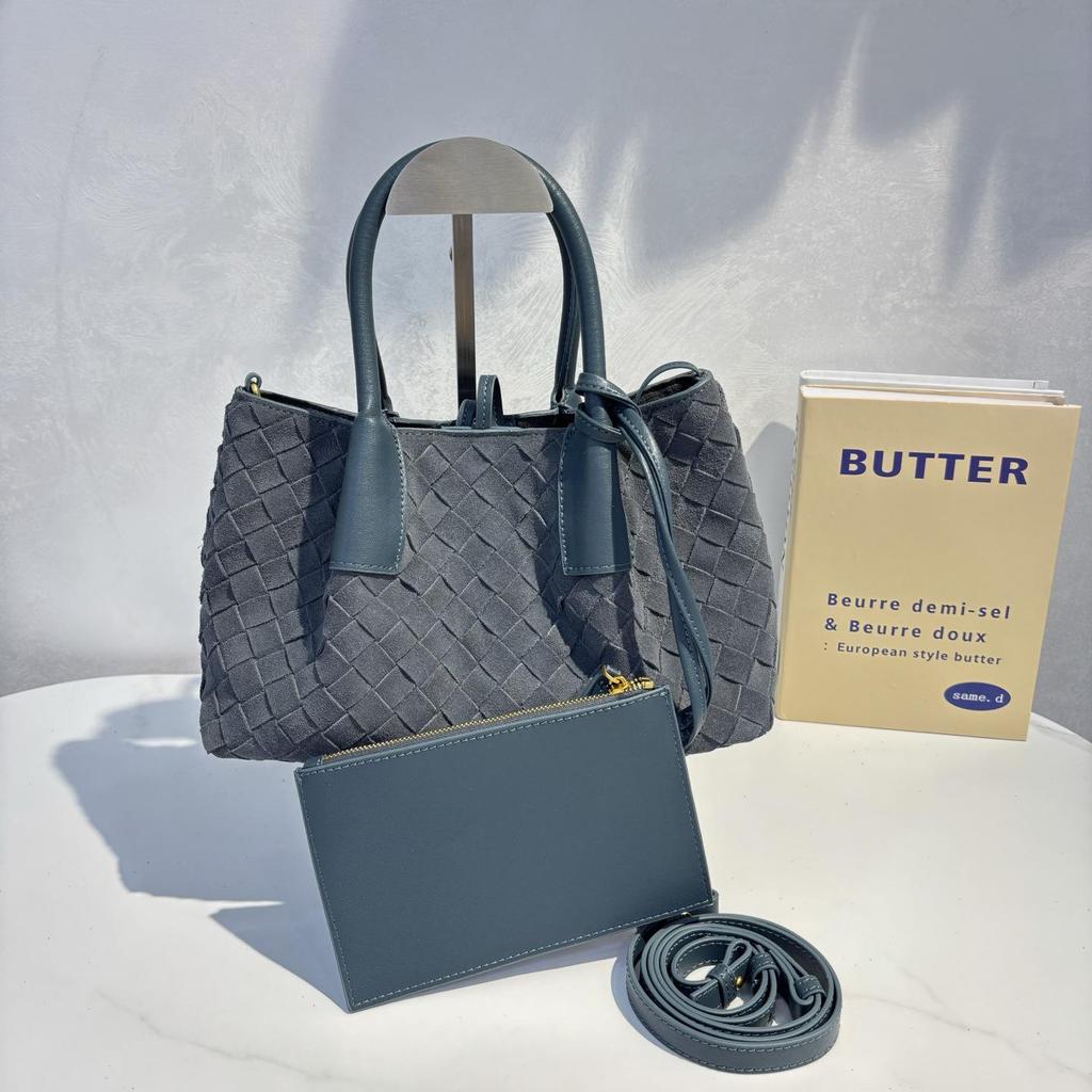 Осенняя ретро плетёная сумка-тоут из замши: Универсальная сумка через плечо и через плечо